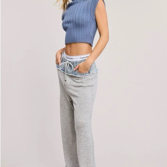 NWT MIXED FEELINGS DENIM BAND SWEATPANTS, VARIOUS SIZES - Picture 6 of 8